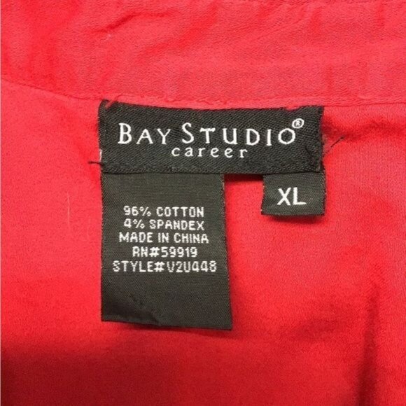 Bay Studio Career Women’s Ruffled Neckline Button Down Shirt, Red, Size XL - Picture 6 of 7